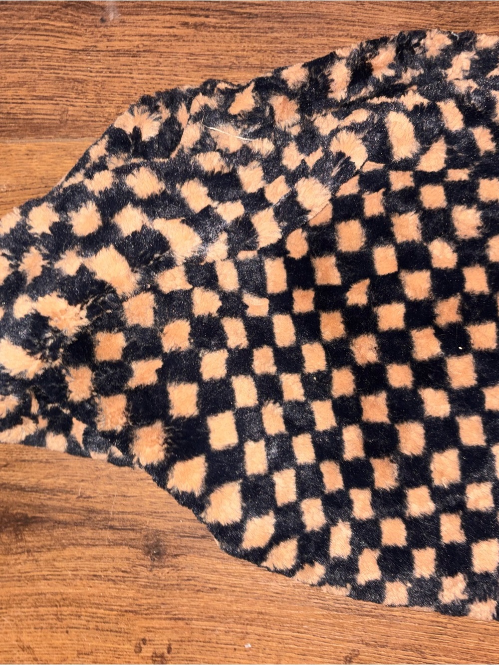 Anthropologie Checkered Furry Donut Scarf